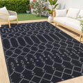 Smiry Outdoor Rug 5x8 ft Waterproof Reversible Boho Mat, Dark Grey by Smiry