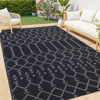 Smiry Outdoor Rug 5x8 ft Waterproof Reversible Boho Mat, Dark Grey by Smiry