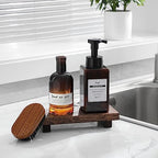 Wood Bathroom Tray Farmhouse Decor Kitchen Soap Holder 8.7"x3.6" Dark Brown - Image 3