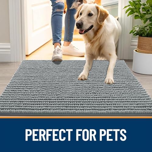 OLANLY Dog Door Mat for Muddy Paws 70x46, Extra Absorbent Chenille Mud Mat - Image 6