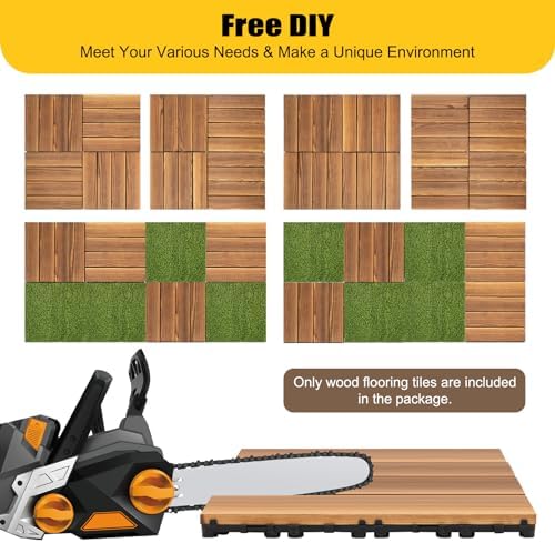 36 PCS Hardwood Interlocking Patio Deck Tiles, Composite Deck Tiles - Image 4