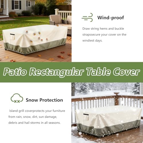 72 Inch Rectangular/Oval Patio Table Cover, Heavy Duty Waterproof Outdoor - Image 7