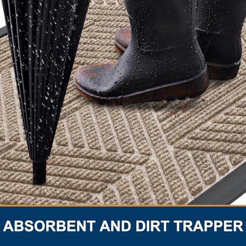 Smiry Front Door Mat Outside Entrance, Low Profile Rubber Doormat - Image 3