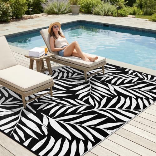 Smiry Outdoor Rug 9x12 ft Waterproof Reversible Leaf Mat - Image 3