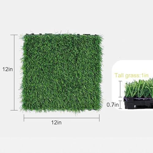 Interlocking Artificial Grass Tiles 36 sq. ft, Self-draining Faux Grass Rug - Image 2
