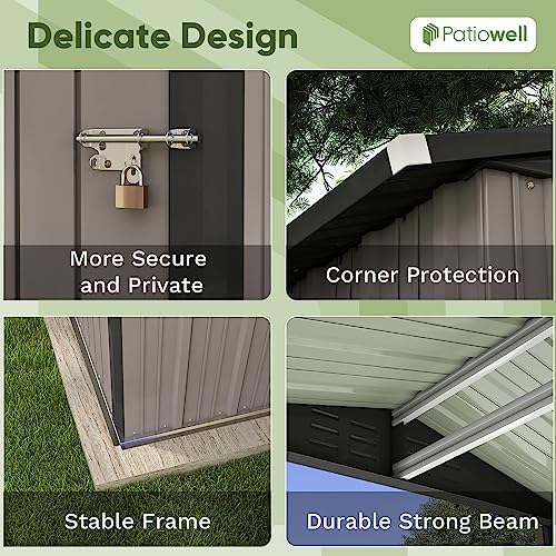 Patiowell 6x4 FT Outdoor Storage Shed, Garden Tool Storage Shed - Image 6