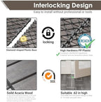 PrimeZone 81 PCS Solid Acacia Wood Interlocking Patio Deck Tiles Outdoor - Image 4
