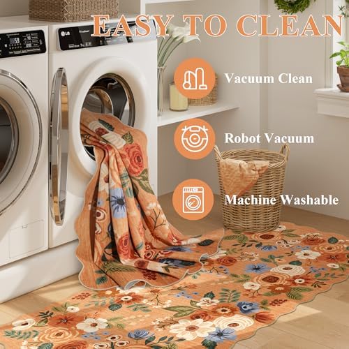 DUKINO 2x4 Rug for Entryway, Floral Washable Kitchen Rugs Non Slip - Image 6