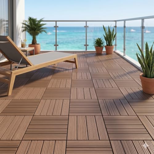 44 Pack Plastic Interlocking Deck Tiles, 12 x 12 Inch Waterproof Outdoor Floor - Image 7