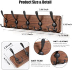 Gohiuo Rustic Wall Mount Coat Rack, Coat Hooks Wall Mount Wood Coat Rack - Image 2