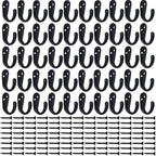 IBosins 50PCS Coat Hooks Wall Mounted Black Single Prong Robe Hook - Image 2