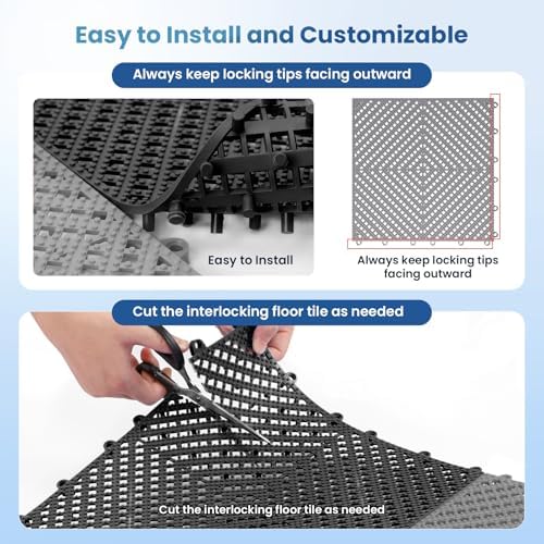 Jocoevol 36-Pcs Interlocking Tile, Indoor/Outdoor Drainage Interlocking Floor - Image 4