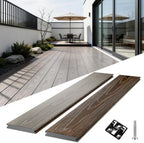 Outdoor Solid 8ft Composite Decking Boards 6 Pcs, Teak&Ancient Wood by ShunHong