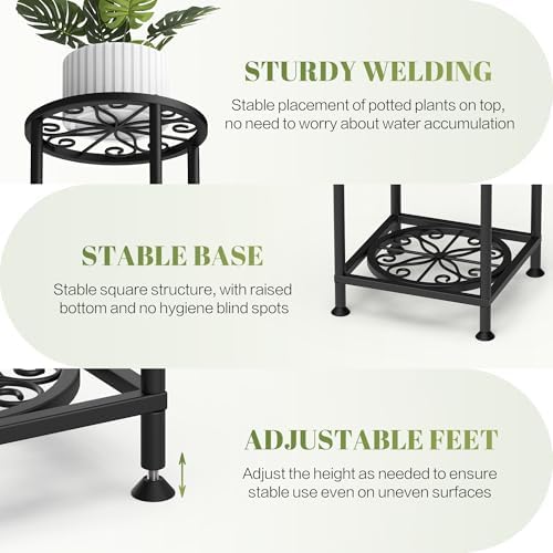 4 Tier Plant Stand Indoor Outdoor, Metal Shelf Holder Corner Black - Image 4
