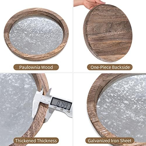 Hanobe Round Wood Decorative Tray: Rustic Wooden Tray - Image 5