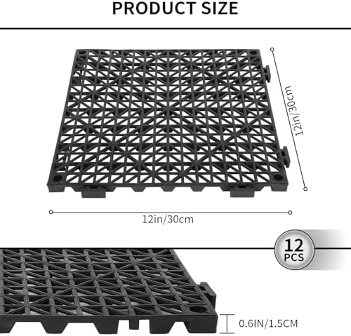 FAHKNS 12 PCS Interlocking Drainage Mat, 12“x12” Drainage Tiles Interlocking - Image 2