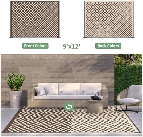 GENIMO Outdoor Rug, Waterproof Plastic Rugs 9'x12' - Image 2