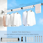 Clothes Drying Rack Wall Mounted, 3-Fold Space-Saving Drying Rack Clothing - Image 2