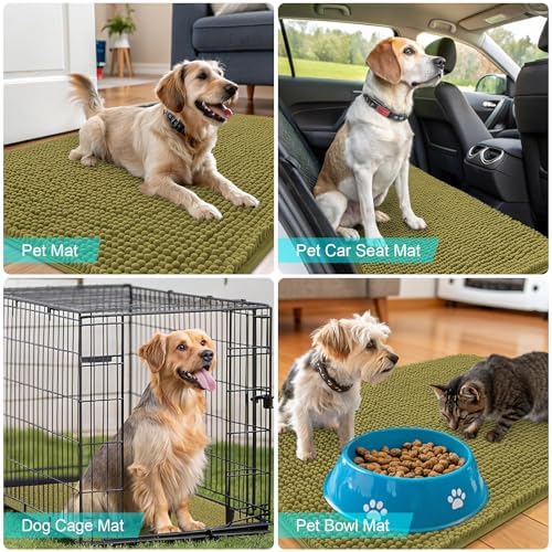 OLANLY Dog Door Mat for Muddy Paws 30x20, Super Absorbent Chenille Mud Mat - Image 7