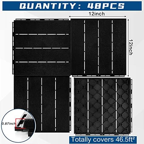 Treela 48 Pcs Plastic Interlocking Patio Deck Tiles 12"x12" - Image 2