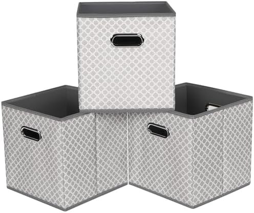 Black Foldable Storage Cubes Bins, Fabric Storage Box Cubes Organizer Baskets by HEAYEEG