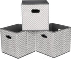 Black Foldable Storage Cubes Bins, Fabric Storage Box Cubes Organizer Baskets by HEAYEEG