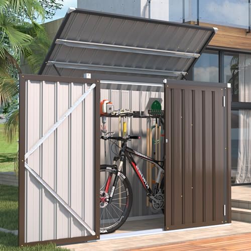 AECOJOY Outdoor Trash Can Storage Shed, 46 Cu.Ft Metal Garbage Bin Enclosure - Image 5