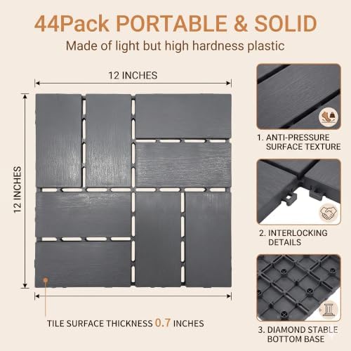 44 PCS 12"x12" Interlocking Deck Tiles - Image 4