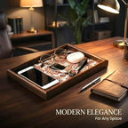 Wooden Valet Tray with Leather Base - Image 3