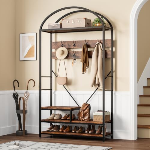 Garvee Coat Rack with Shoe Storage, 16 Hooks, Entryway Organizer - Image 2