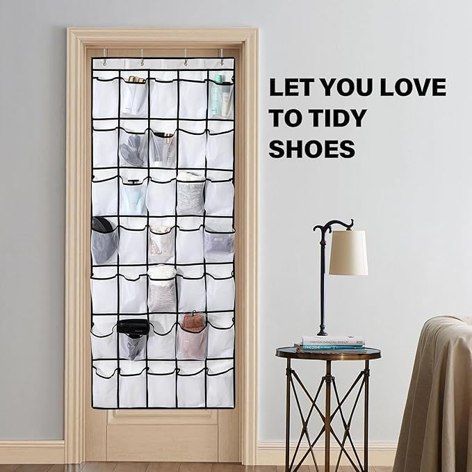 Over the Door Shoe Organizer, 24 Mesh Pockets, Hanging Storage - Image 6