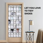 28 Mesh Pockets Hanging Over the Door Shoe Organizer （Black） - Image 6