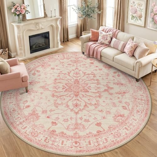 RELEANY Washable Area Rug, Round 8ft by RELEANY