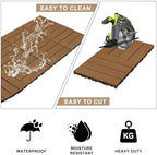 9 Pack Composite Interlocking Deck Tiles Outdoor, Grain Wood Color - Image 4