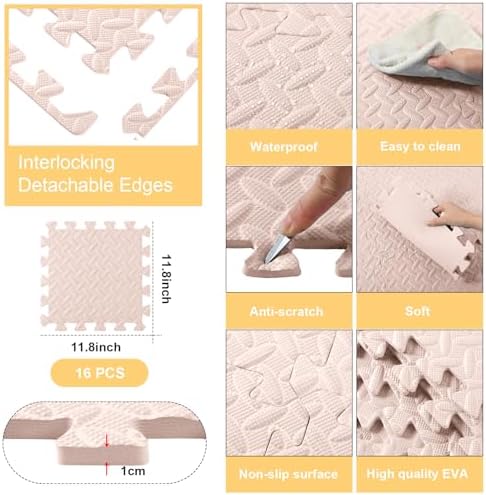Shihanee 16 Foam Floor Interlocking Tiles, 11.8 x 11.8 Inch - Image 2