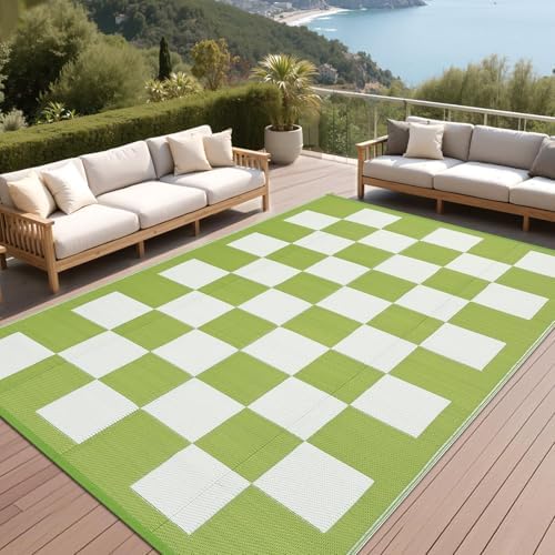 Garvee Waterproof Outdoor Rug 9x12 Plastic Straw Reversible Carpet Modern by Garvee