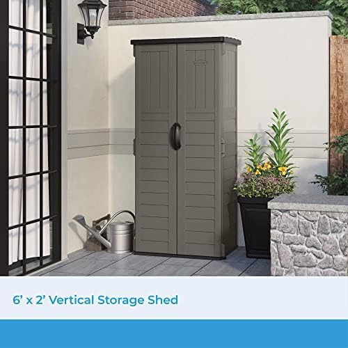 Suncast 22 Cu Ft, Vertical Storage Shed, Pad-Lockable Double Doors - Image 2