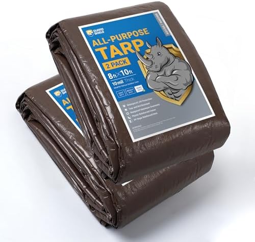GUARD SHIELD Tarps Heavy Duty Waterproof 8x10 Feet Brown/Silver Poly Tarp Cover by GUARDSHIELD