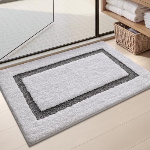 Color&Geometry White Bathroom Rugs 30x20, Extra Soft Absorbent Microfiber Bath by COLORG