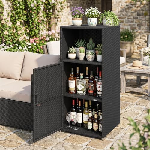 Tangkula Rattan Outdoor Storage Cabinet - Image 2