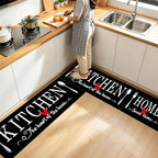 Kitchen Rugs Set 3 Piece, Non Slip Black Kitchen Mats - Image 3