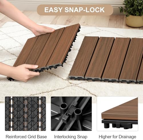 Skypatio Interlocking Deck Tiles 9 PCS, Poolside & Garden - Image 4