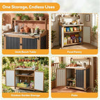 PetsCosset Potting Bench with Storage, Mobile Outdoor Cabinet with Wheels - Image 6