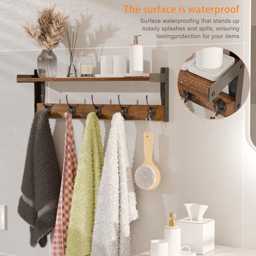 Coat Rack with Wall Mount, 23 Inch Long Entryway Wall Shelf with Hooks - Image 3