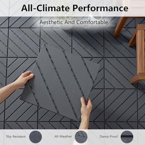 44 Pack Interlocking Deck Tiles, Easy Snap All-Weather Outdoor Deck Tiles - Image 4