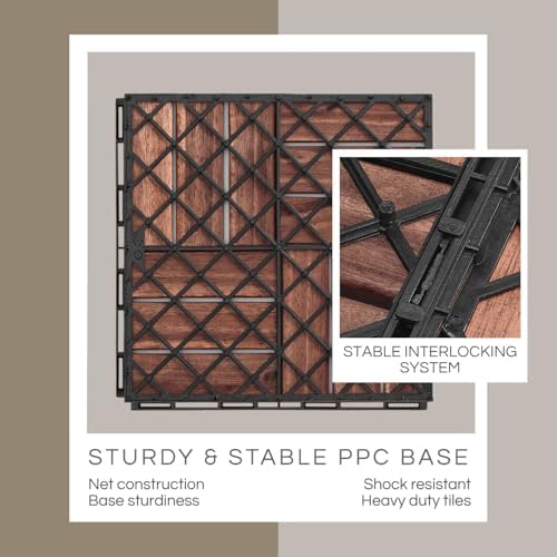 THYOI Acacia Wood Interlocking Deck Tiles, Deck Flooring Outdoor Waterproof All - Image 3