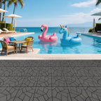 44 Pack Gray 12x12 Stone Style Interlocking Plastic Deck Tiles, DIY Snap - Image 2