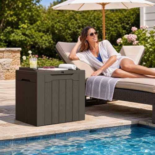 Flamaker Deck Box 31 Gallon Waterproof Resin Small Storage Box - Image 3