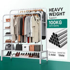 Clothes Rack with Shelves, Double Rods Clothing Rack - Image 2