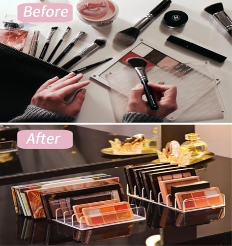 2 Pack Clear Stackable Makeup Palette Organizer Trays - Image 5